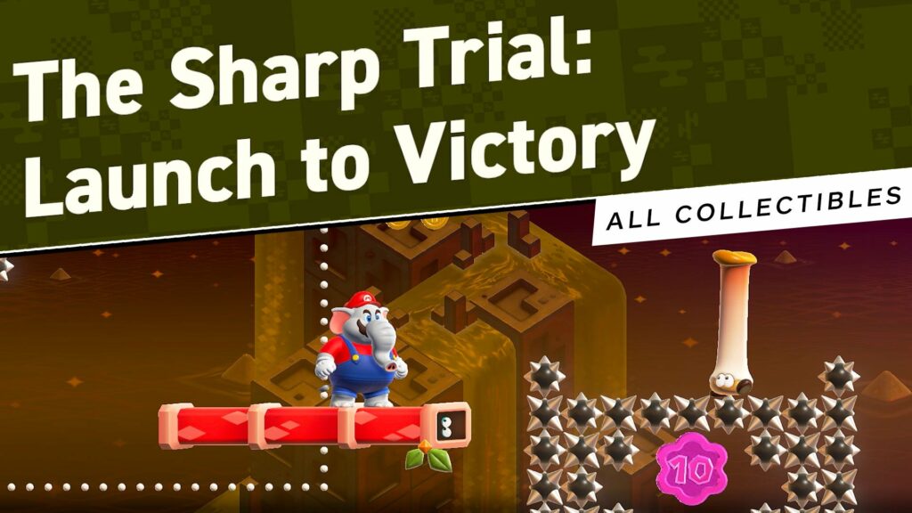 Super Mario Bros. Wonder - The Sharp Trial: Launch to Victory (All Seeds and Big Flower Coins)